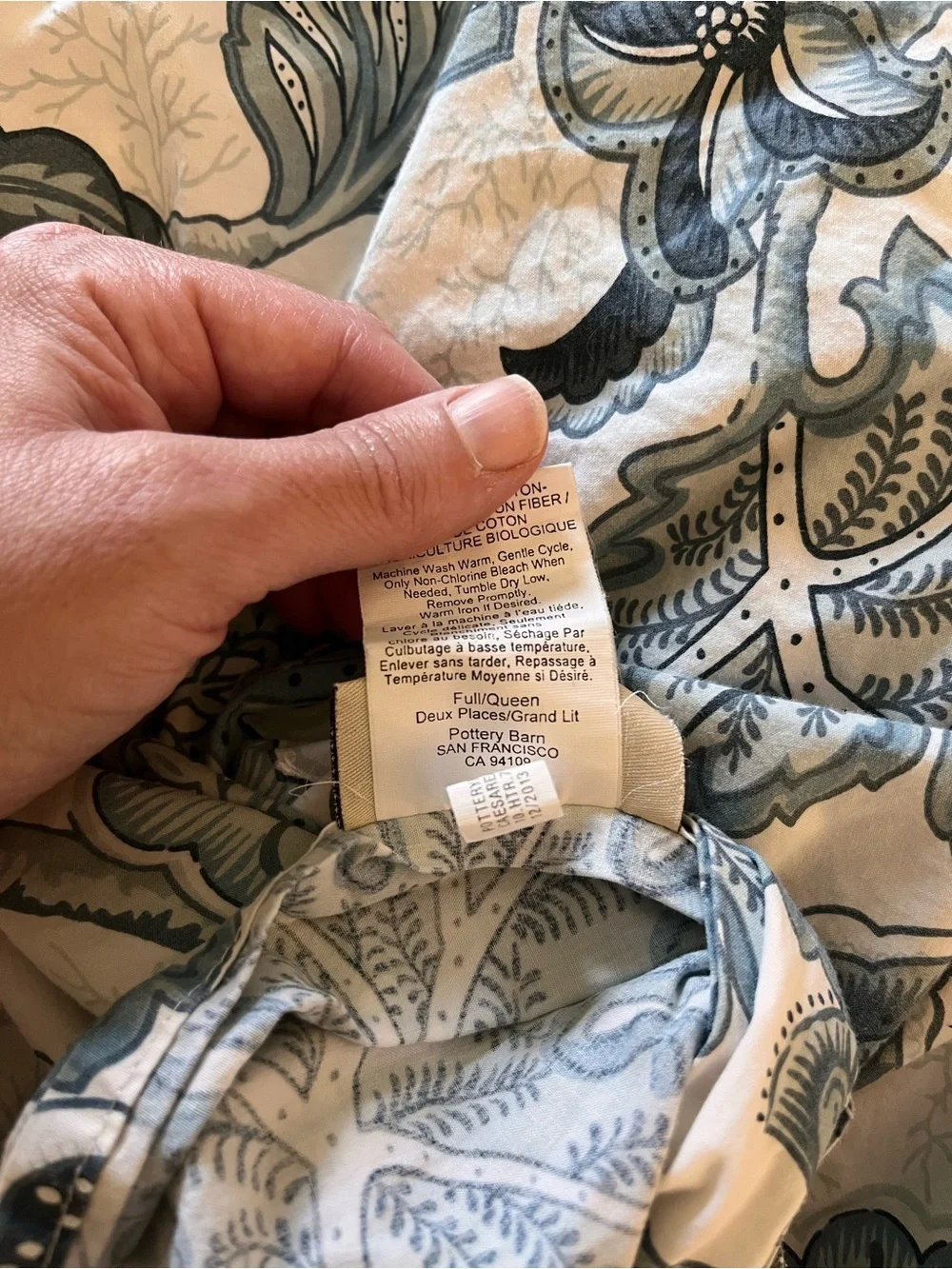 Pottery Barn Paige Palampore Blue White Queen Duvet Cover Shams